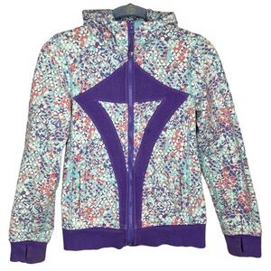 Ivivva Lululemon jacket hooded fleece lined girls size 10 mermaid pattern purple